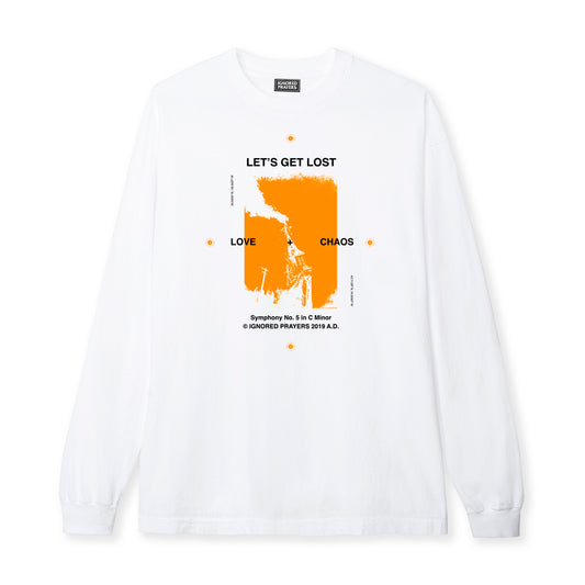 LET'S GET LOST L/S  TEE - WHITE